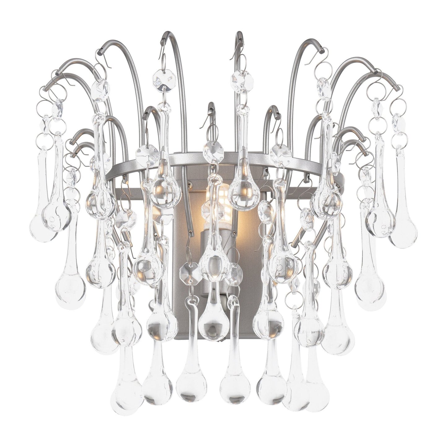 Laura Ashley Willow Satin Pewter & Crystal Wall Light