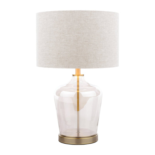 Laura Ashley Ockley Antique Brass & Champagne Glass Touch Table Lamp With Shade