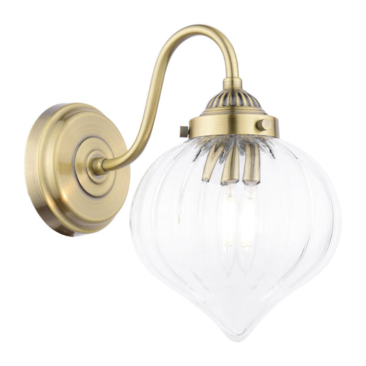 Laura Ashley Whitham Antique Brass & Ribbed Glass Wall Light