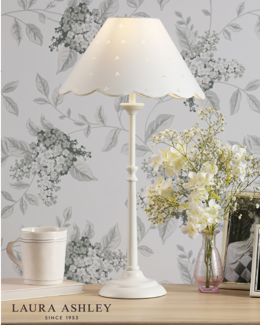 Laura Ashley Cordwell Matt White Table Lamp With Shade