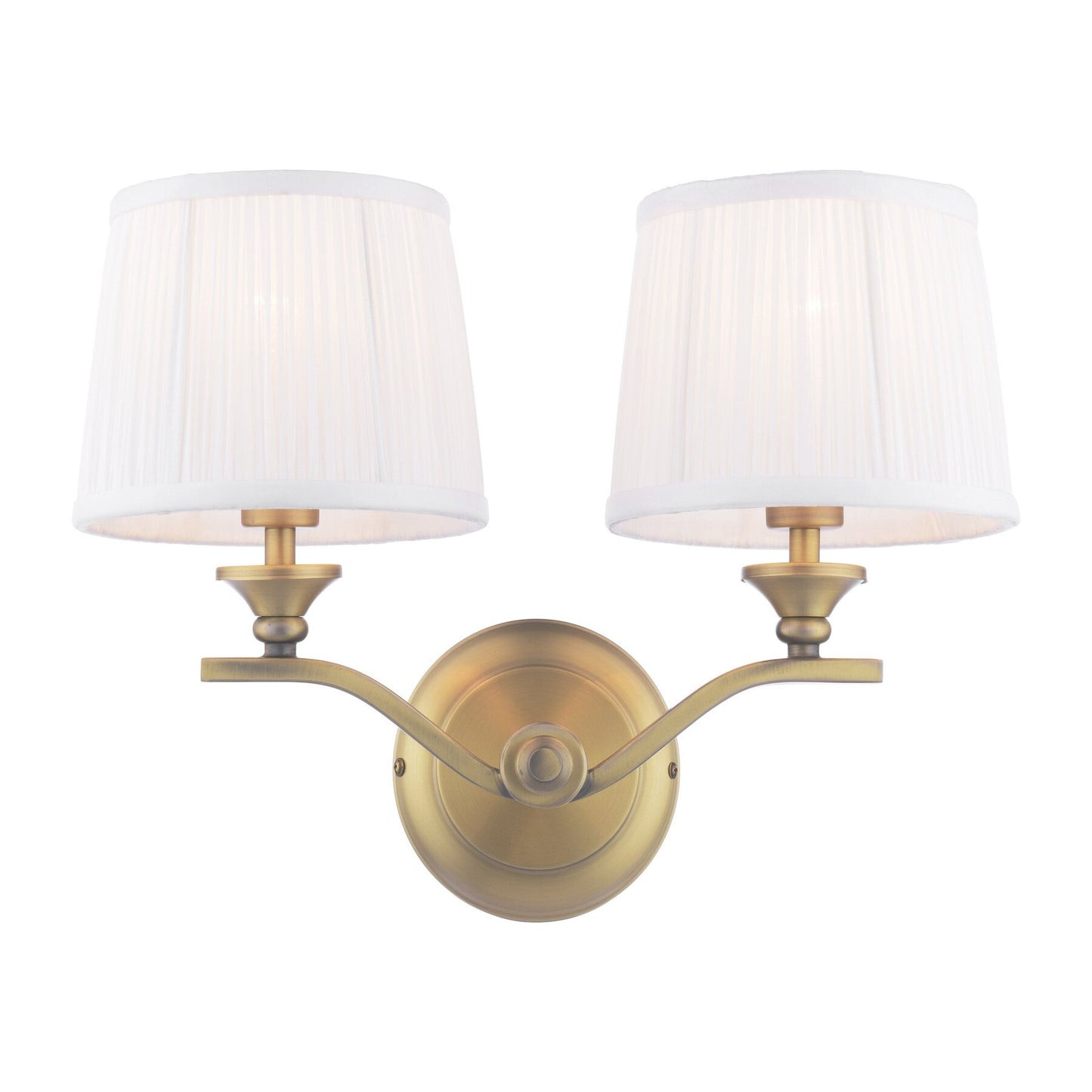 Laura Ashley Hemsley 2 Light Matt Antique Brass Wall Light With Shade