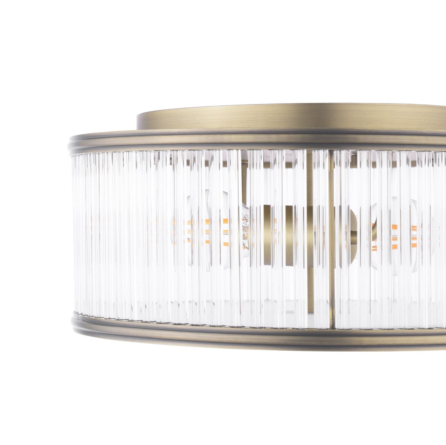 Laura Ashley Sutton 2 Light Matt Antique Brass & Ribbed Glass Flush