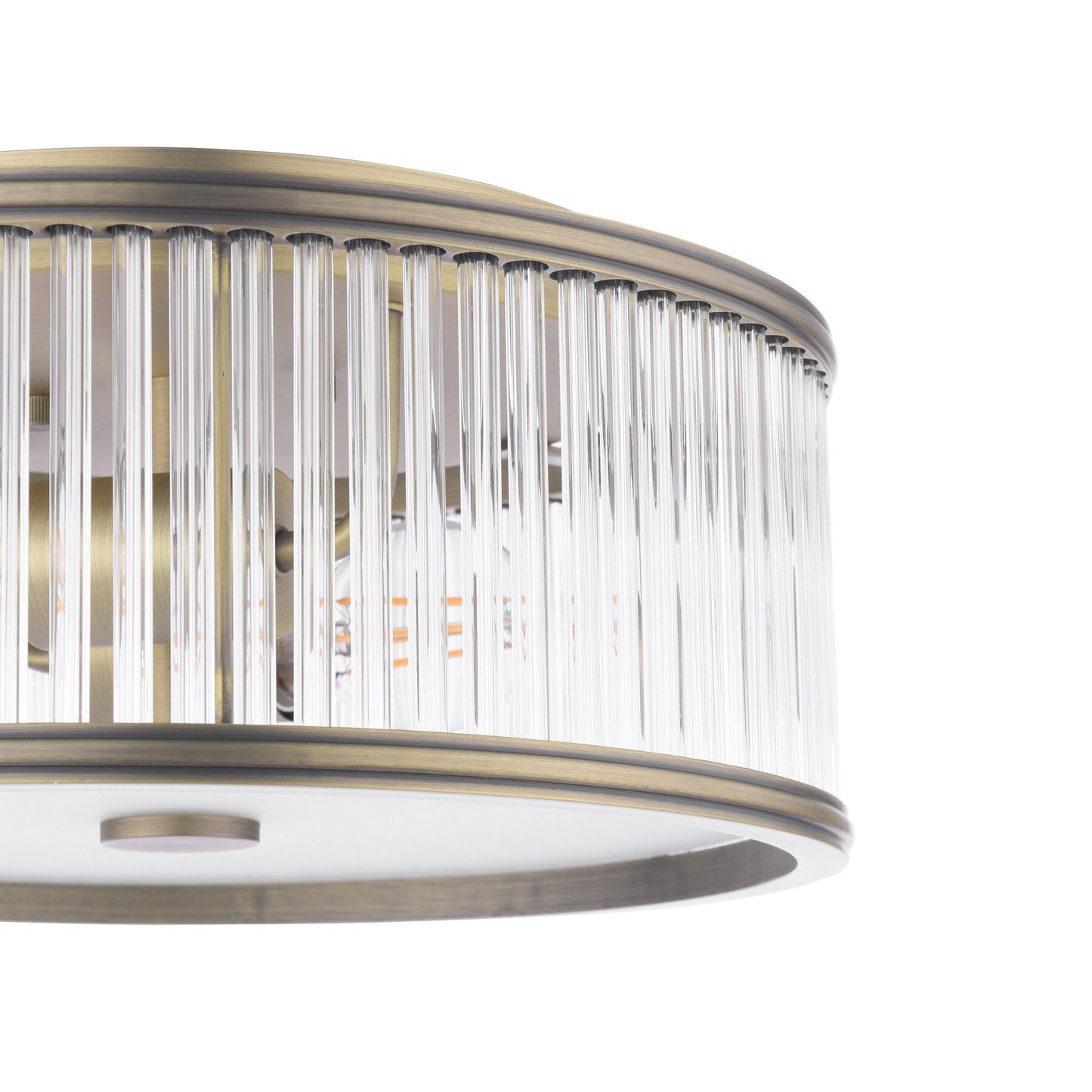 Laura Ashley Sutton 2 Light Matt Antique Brass & Ribbed Glass Flush