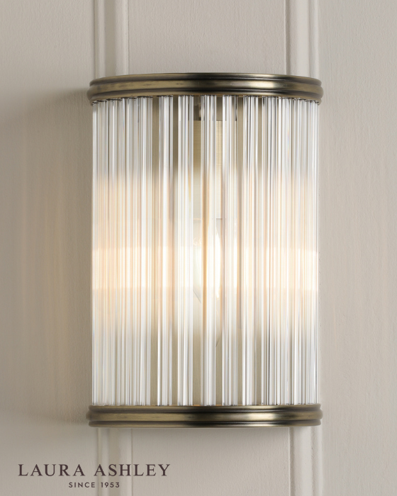 Laura Ashley Sutton Matt Antique Brass & Ribbed Glass Wall Light