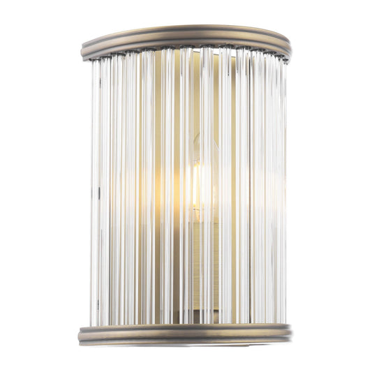 Laura Ashley Sutton Matt Antique Brass & Ribbed Glass Wall Light