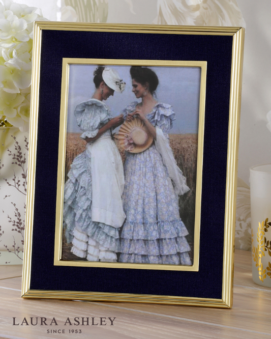 Laura Ashley Harrison Brushed Brass & Blue 4x6 Inch Photo Frame