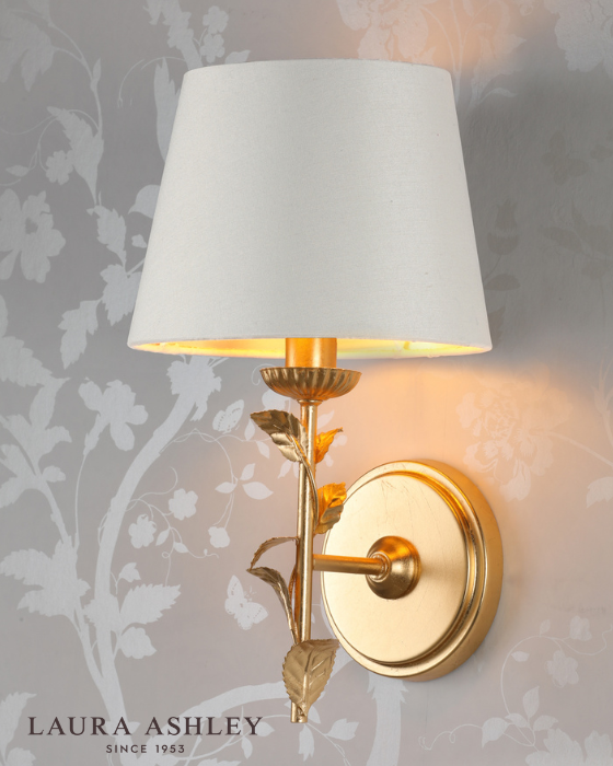 Laura Ashley Halton Distressed Gold Leaf Wall Light With Shade
