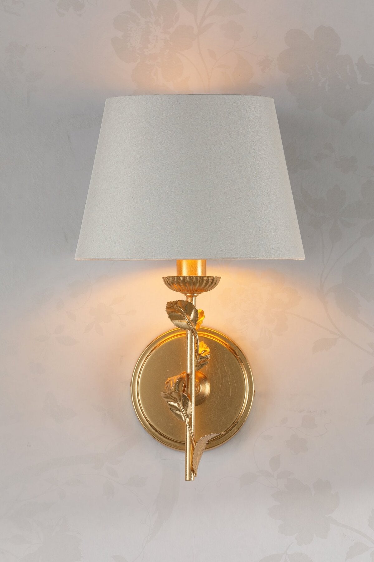 Laura Ashley Halton Distressed Gold Leaf Wall Light With Shade