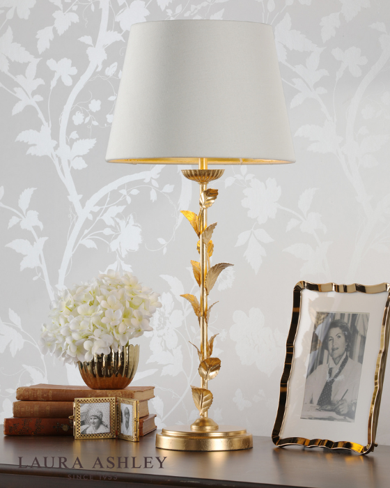 Laura Ashley Halton Distressed Gold Leaf Table Lamp With Shade