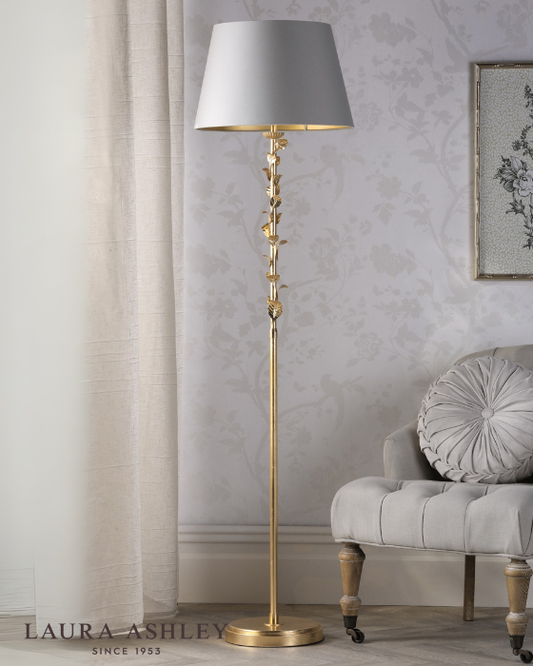 Laura Ashley Halton Distressed Gold Leaf Floor Lamp With Shade