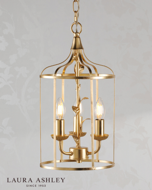 Laura Ashley Halton 3 Light Distressed Gold Leaf Pendant