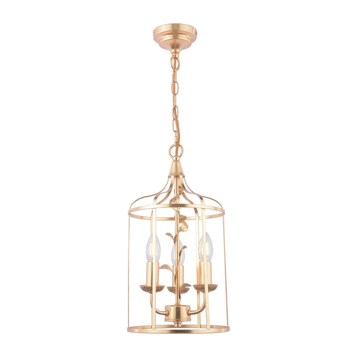 Laura Ashley Halton 3 Light Distressed Gold Leaf Pendant