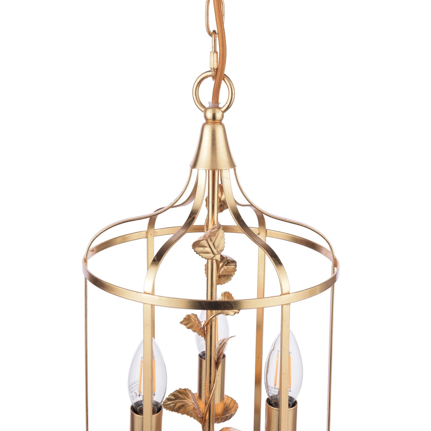 Laura Ashley Halton 3 Light Distressed Gold Leaf Pendant