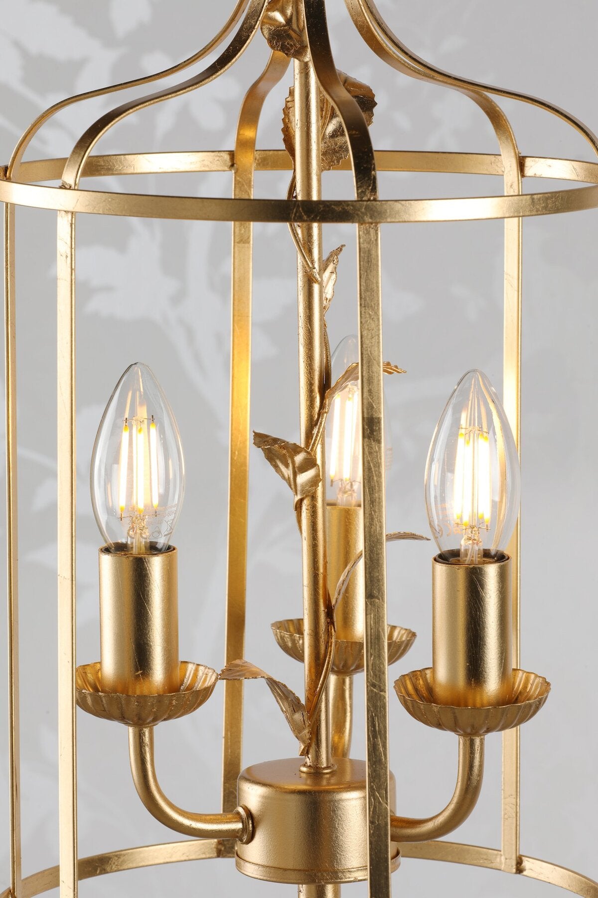 Laura Ashley Halton 3 Light Distressed Gold Leaf Pendant