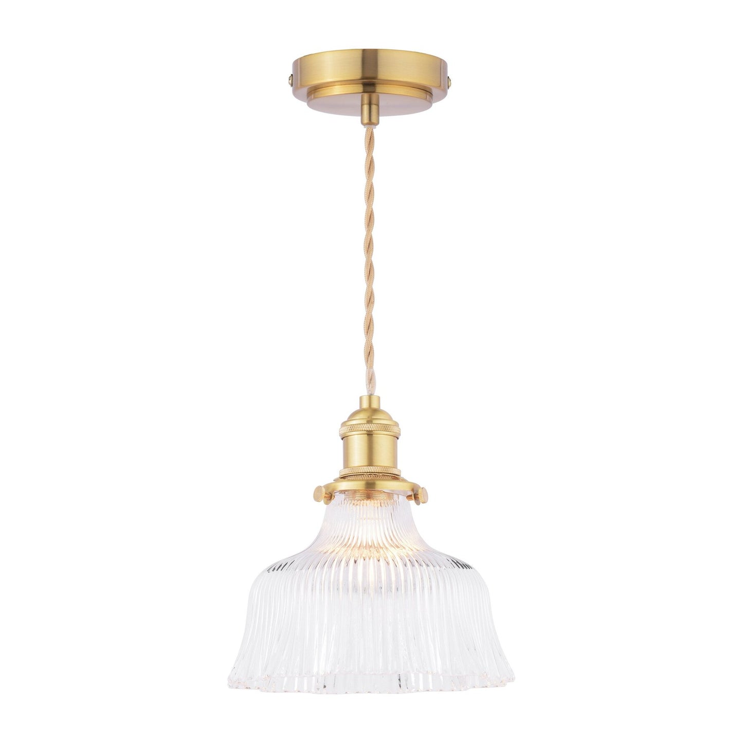 Laura Ashley Theodore Antique Brass & Ribbed Glass Pendant