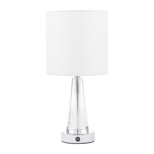 Laura Ashley Blake Polished Chrome & Crystal LED Rechargeable Table Lamp With Shade