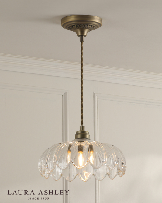 Laura Ashley Bexwell Matt Antique Brass & Glass Pendant