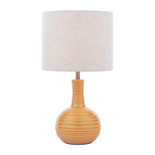 Laura Ashley Padley Yellow Ceramic & Antique Brass Table Lamp With Shade