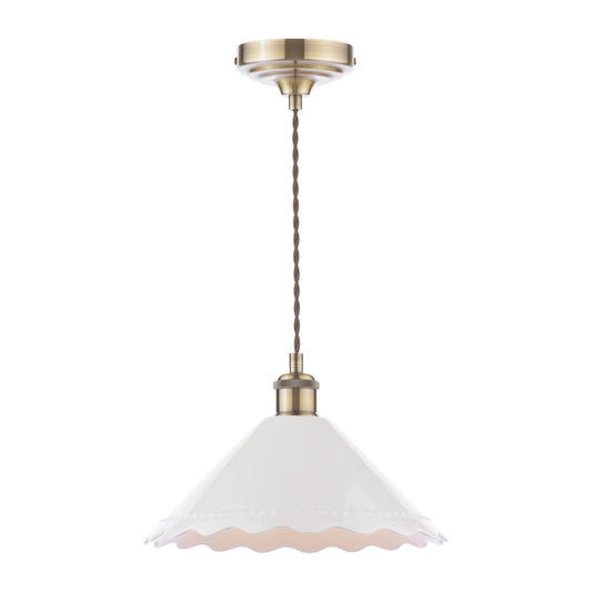 Laura Ashley Daws White Ceramic & Antique Brass Pendant