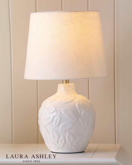Laura Ashley Redhall White Ceramic & Polished Chrome Table Lamp With Shade