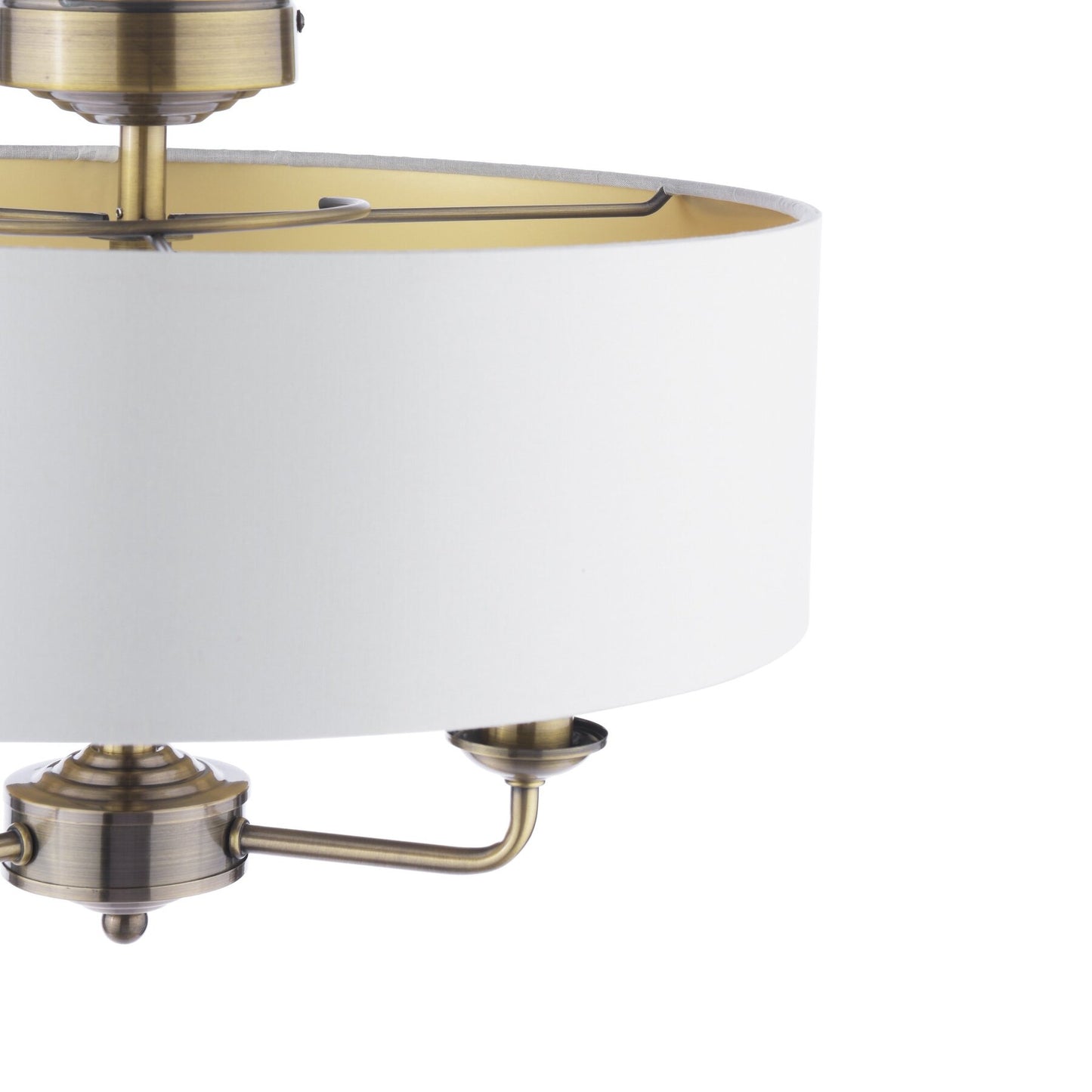 Laura Ashley Sorrento 3 Light Antique Brass Semi Flush With Ivory Shade