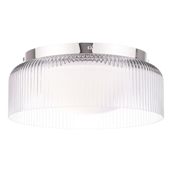 Laura Ashley Charissa IP44 Bathroom Polished Chrome & Ribbed Glass Flush