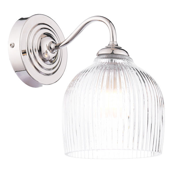 Laura Ashley Charissa IP44 Bathroom Polished Chrome & Ribbed Glass Wall Light