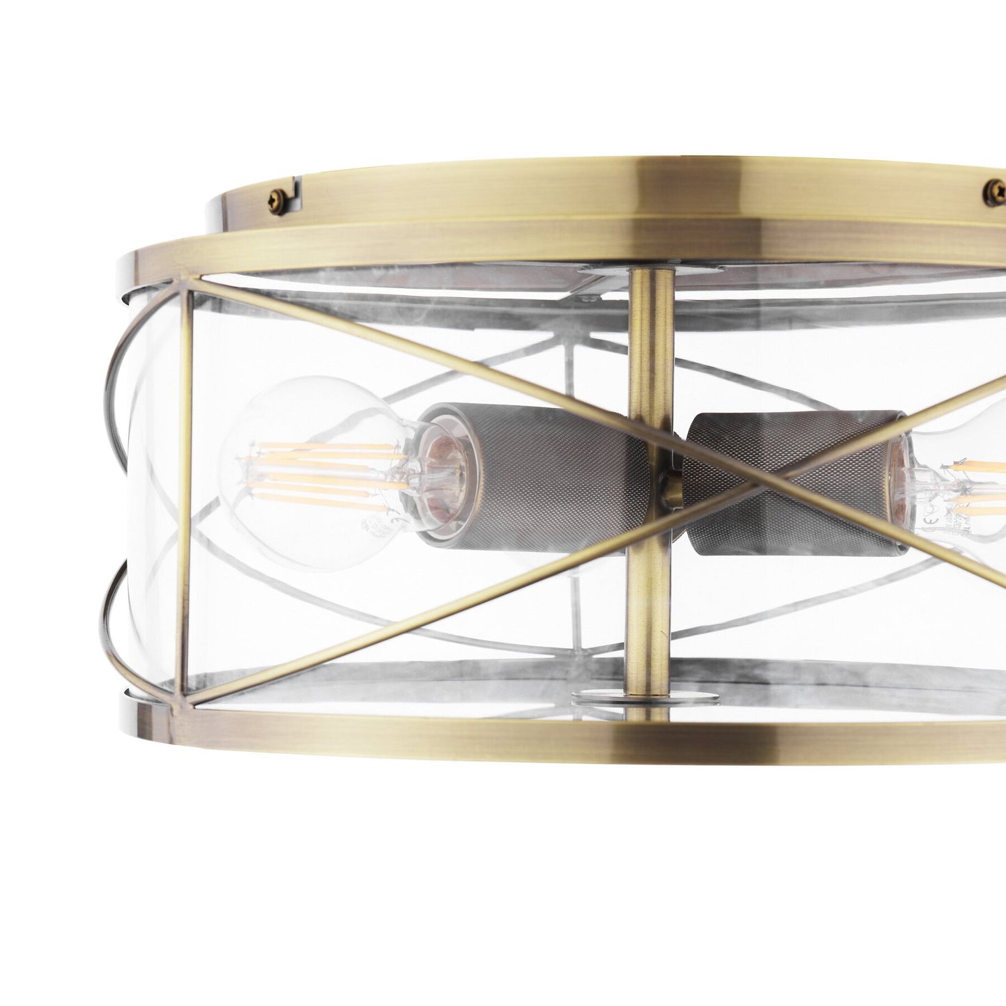 Laura Ashley Beckworth 3 Light Antique Brass & Glass Flush