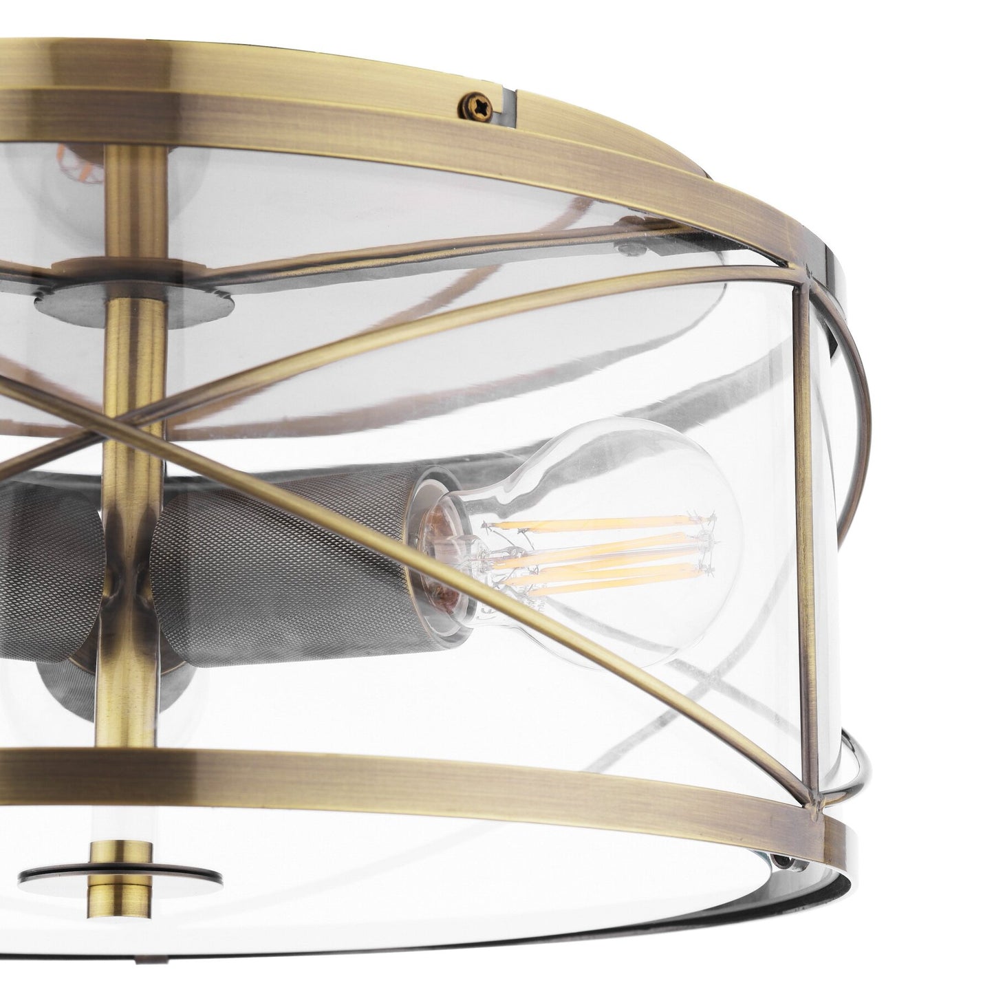 Laura Ashley Beckworth 3 Light Antique Brass & Glass Flush