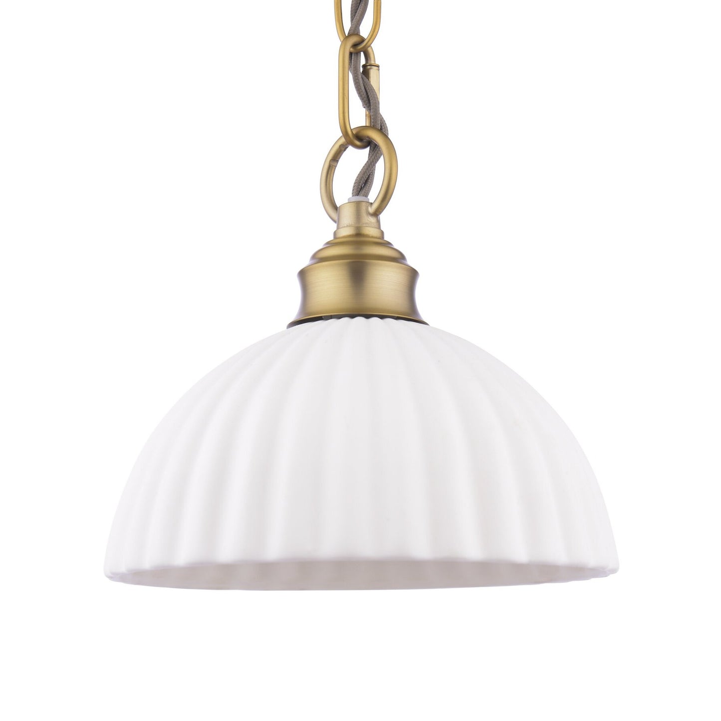 Laura Ashley Durford Matt Antique Brass & White Ceramic Pendant