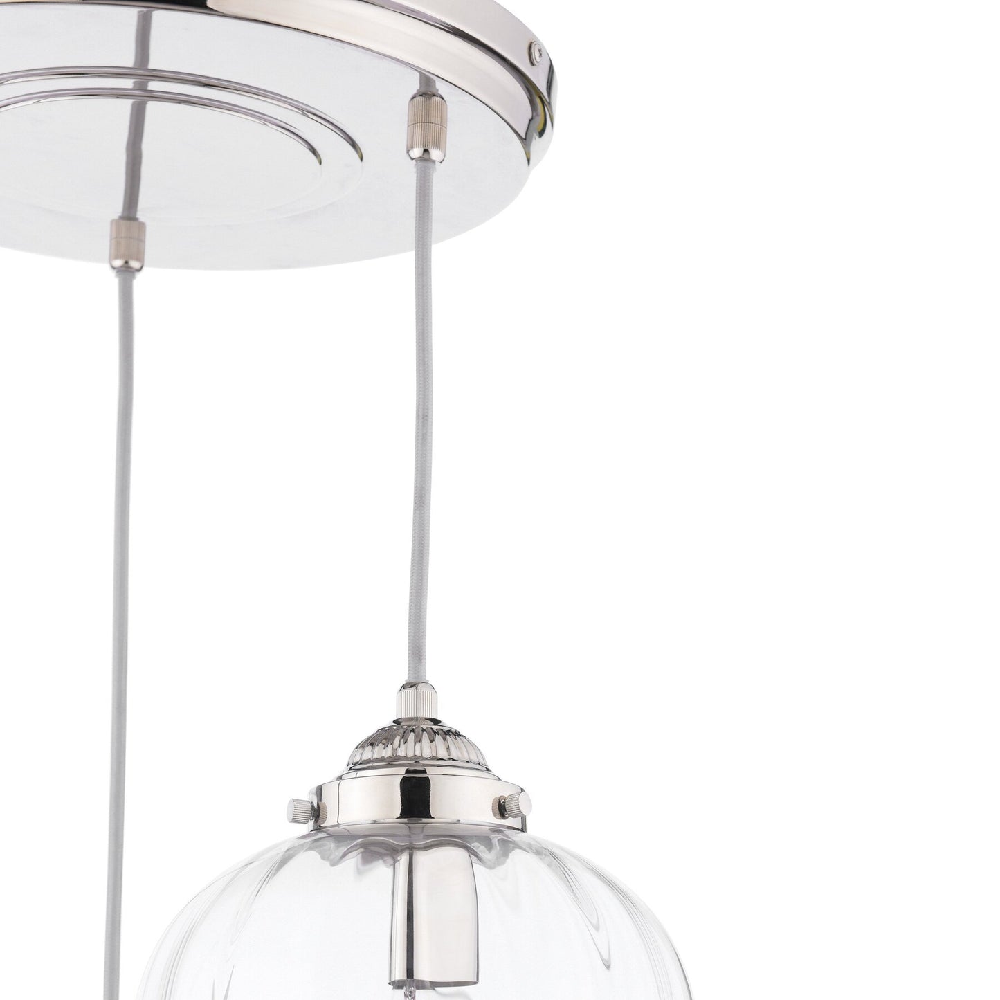 Laura Ashley Whitham 3 Light Polished Nickel & Ribbed Glass Cluster Pendant