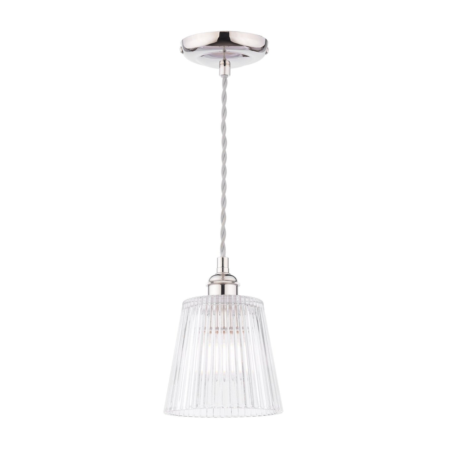 Laura Ashley Callaghan Polished Nickel & Ribbed Glass Pendant