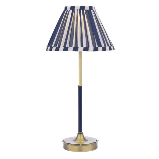 Laura Ashley Denwick Matt Antique Brass & Satin Blue Table Lamp With Shade