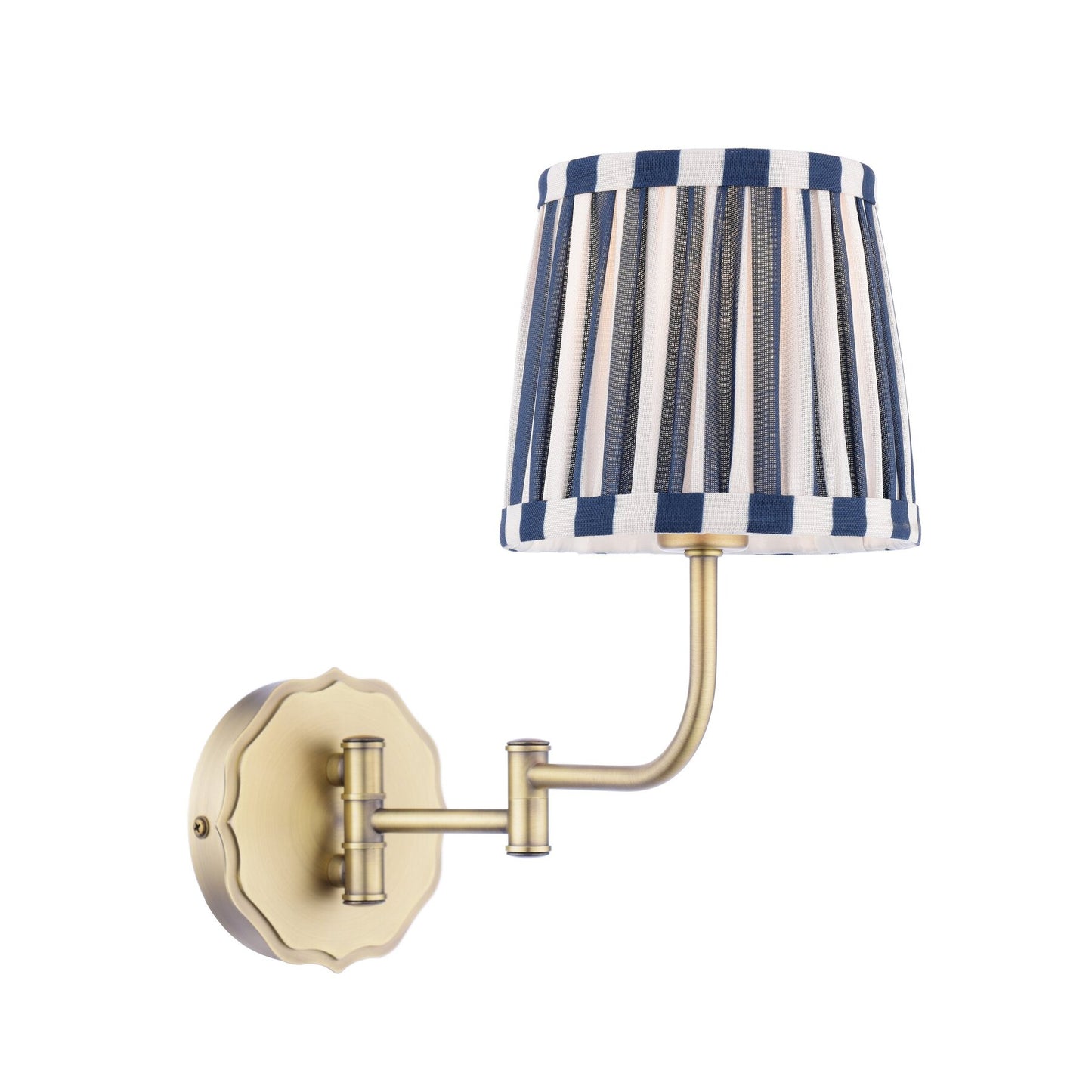 Laura Ashley Denwick Matt Antique Brass & Satin Blue Wall Light With Shade