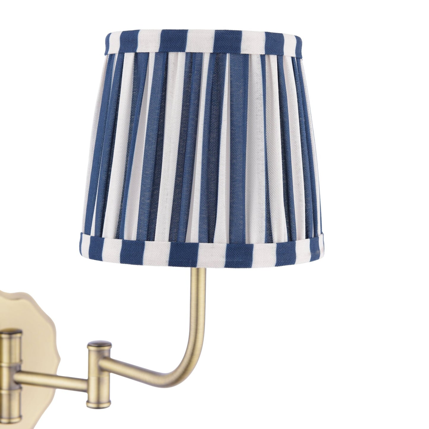 Laura Ashley Denwick Matt Antique Brass & Satin Blue Wall Light With Shade