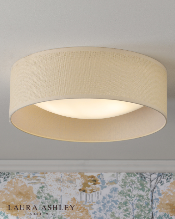 Laura Ashley Buckenham 2 Light Rattan Shade Flush With Diffuser