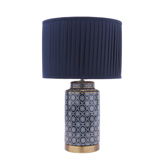 Laura Ashley Knipton Blue Ceramic & Antique Brass Table Lamp With Shade