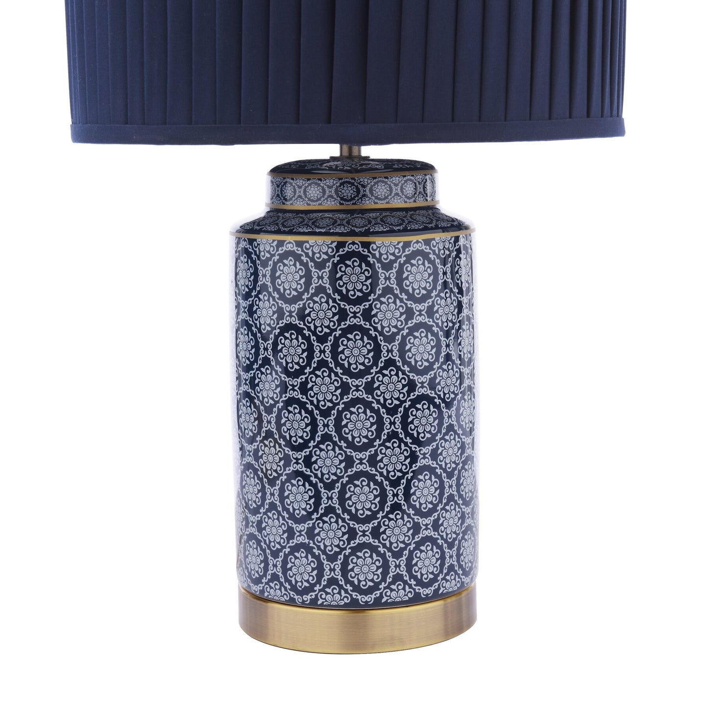 Laura Ashley Knipton Blue Ceramic & Antique Brass Table Lamp With Shade