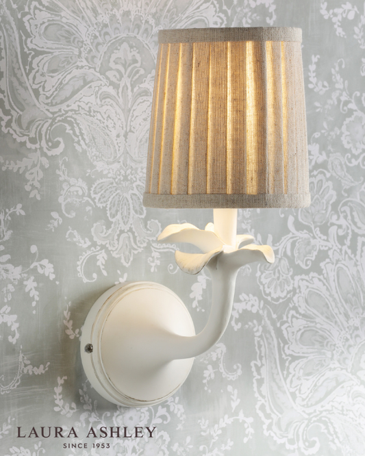 Laura Ashley Eleni Matt White Wall Light With Shade