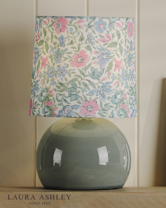 Laura Ashley Sherston Blue Crackle Glaze Table Lamp With Shade