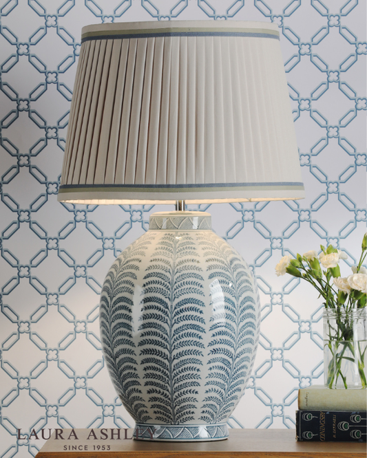 Laura Ashley Stannard Blue Ceramic Table Lamp With Shade