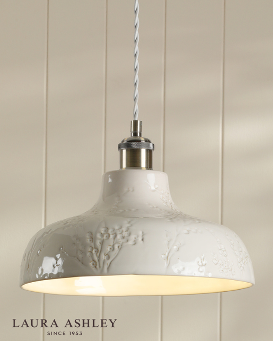 Laura Ashley Pussywillow White Ceramic Pendant