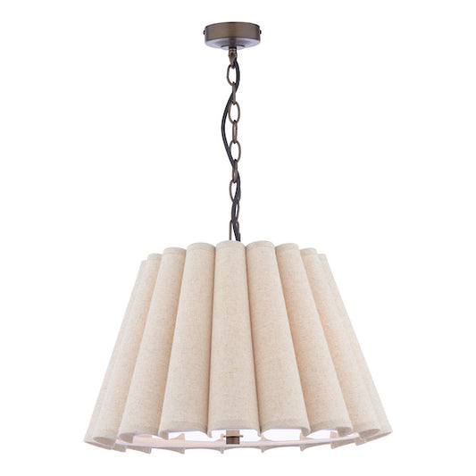 Laura Ashley Holwell 2 Light Antique Bronze Pendant with Natural Shade