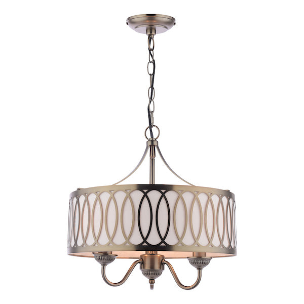 Laura Ashley Allerford 3 Light Satin Bronze & Taupe Pendant