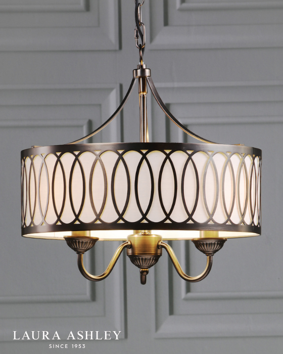 Laura Ashley Allerford 3 Light Satin Bronze & Taupe Pendant