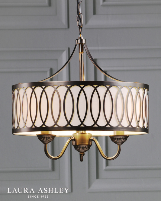 Laura Ashley Allerford 3 Light Satin Bronze & Taupe Pendant
