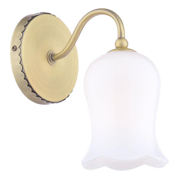 Laura Ashley Lidsell Matt Antique Brass & Opal Glass Wall Light