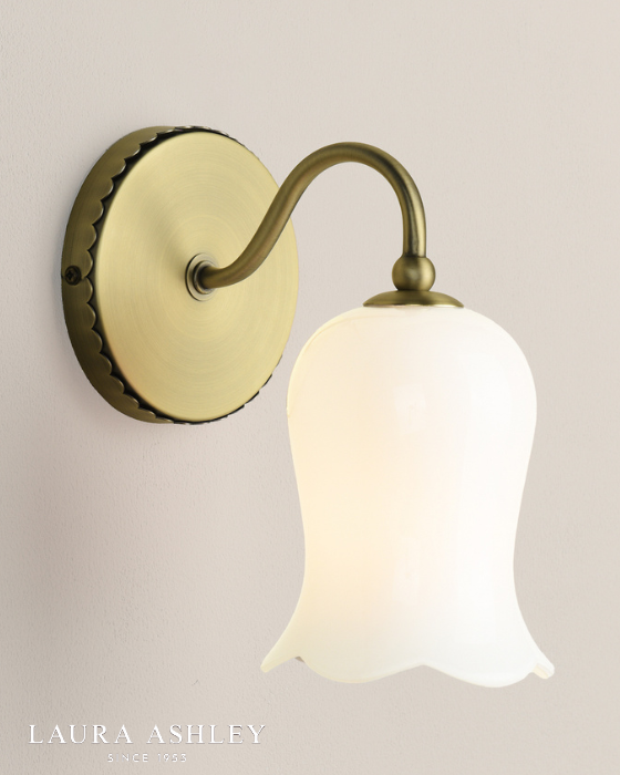 Laura Ashley Lidsell Matt Antique Brass & Opal Glass Wall Light