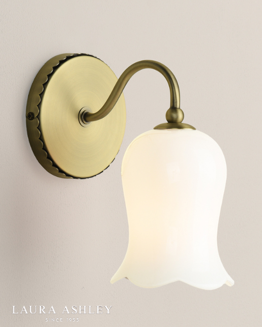 Laura Ashley Lidsell Matt Antique Brass & Opal Glass Wall Light