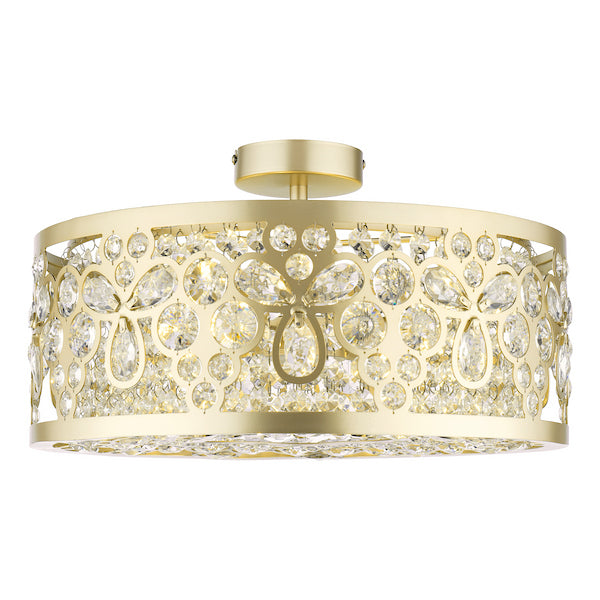 Laura Ashley Tilbrook 4 Light Matt Champagne & Crystal Flush